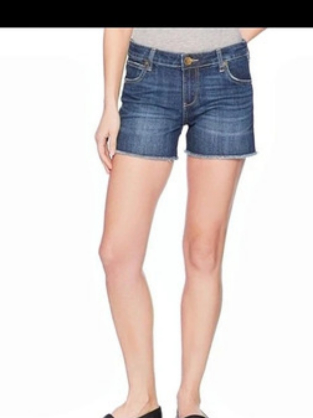 KUT from the Kloth Gidget Frayed Short Frayed Denim Shorts in Blue Size 10